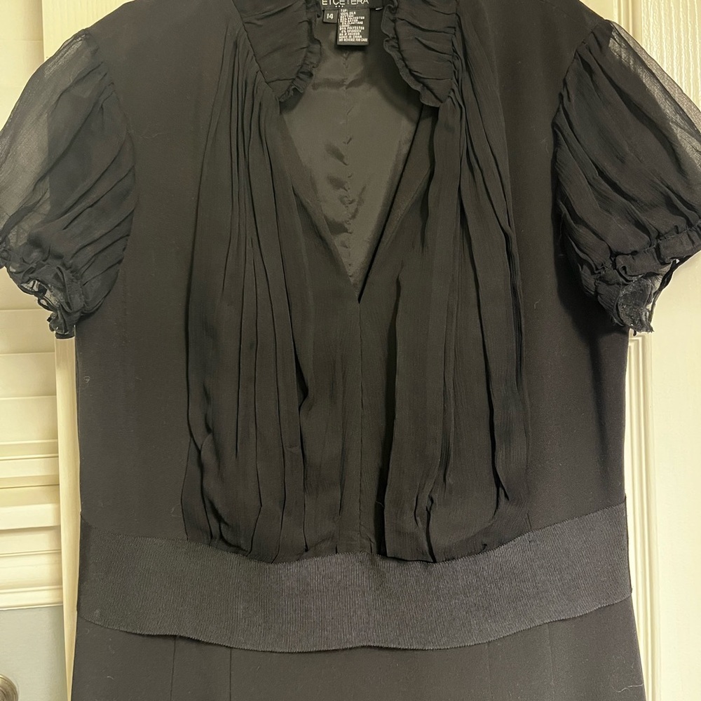 Etcetera Black Midi Dress with Sheer Sleeves